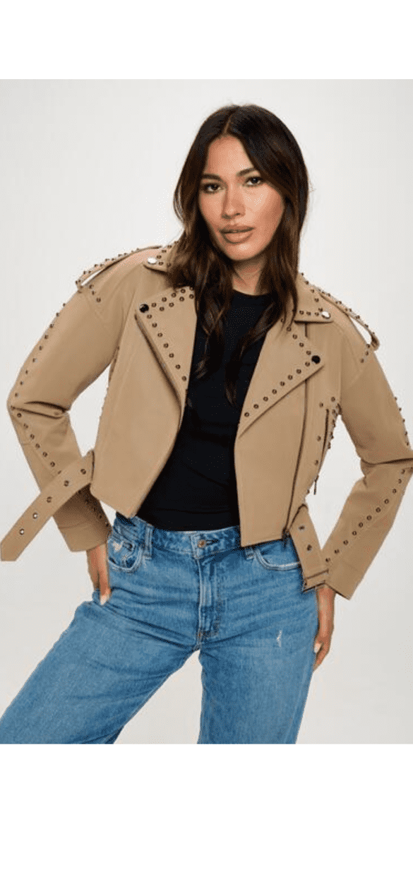 Nubuck round studded Jacket cropped