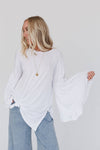 Bell Sleeve Baseball Tee - White: L