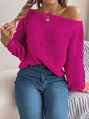 Fuchsia Wide neck Lantern Sleeve Sweater