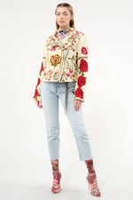 Aratta Carmen Embroidered Jacket: Ivory