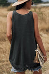 Scoop Neck Solid Loose Tank Top: 60%Polyester 35%Viscose    5%Spandex / OLIVE / M