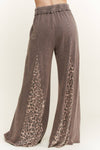 Mineral Washed Leopard Animal Print Flare Pants HP5783P1: Charcoal / S-M-L / 2-2-2