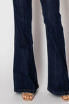 Flare leg stretch dark blue denim jeans