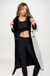 Women's Long silver Fur Lined silver Metallic Oversized Coat: Silver-Black interior