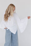 Bell Sleeve Baseball Tee - White: L