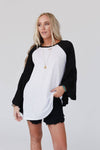 Bell Sleeve Baseball Tee - Black Sleeves