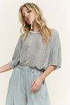 MineralWashed Lace summer blouse top HT6394 : Natural / S-M-L / 2-2-2