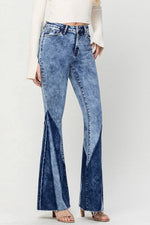 HIGH RISE CONTRAST PANEL SUPER FLARE JEANS F4920: FORESIGHT / 31