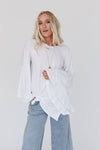 Bell Sleeve Baseball Tee - White: L