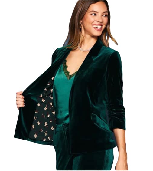 Green Velvet lined stretchy blazer