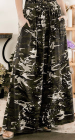 Camo Wide Leg pant with paint splatter