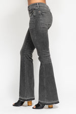 Judy Blue Mid Rise Gray Release Hem Flare