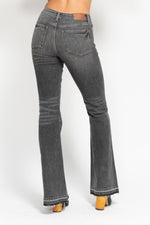 Judy Blue Mid Rise Gray Release Hem Flare