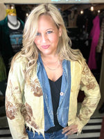 Jaded gypsy peace sign jacket with boho stitching - reversible to roses