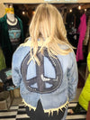 Jaded gypsy peace sign jacket with boho stitching - reversible to roses