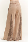 Mineral Washed Leopard Animal Print Flare Pants HP5783P1: Charcoal / S-M-L / 2-2-2
