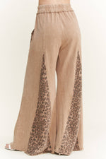 Mineral Washed Leopard Animal Print Flare Pants HP5783P1: Charcoal / S-M-L / 2-2-2