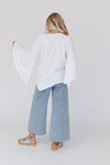 Bell Sleeve Baseball Tee - White: L
