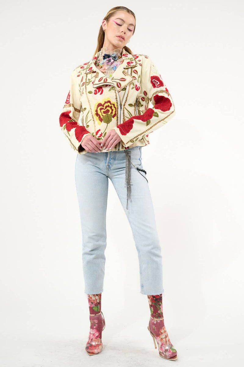 Aratta Carmen Embroidered Jacket: Ivory