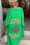 Love & Peace Exposed Seam Knit Sweater Long Cardigan: Beige / M