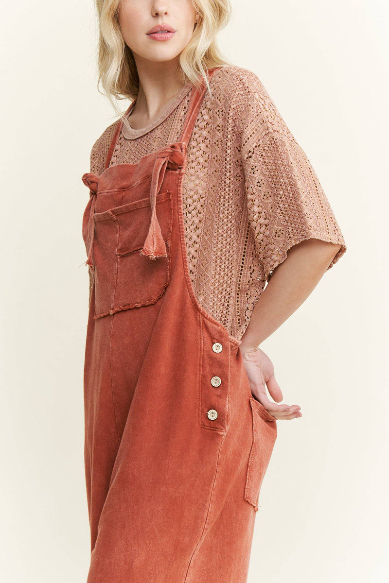 MineralWashed Lace summer blouse top HT6394 : Natural / S-M-L / 2-2-2