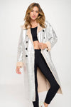 Women's Long Fur Lined Metallic Oversized Coat: Silver-Khaki / L