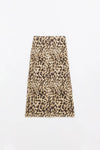 Sheer long leopard print bodycon midi skirt: Brown / Large