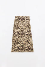 Sheer long leopard print bodycon midi skirt: Brown / Large