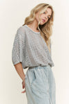 MineralWashed Lace summer blouse top HT6394 : Natural / S-M-L / 2-2-2