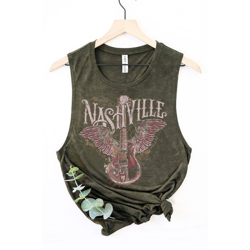 NASHVILLE MINERAL GRAPHIC TANK TOP: MINERAL VINTAGE BLUE / XL