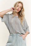 MineralWashed Lace summer blouse top HT6394 : Natural / S-M-L / 2-2-2
