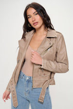 Spring Biker Jacket with Belt