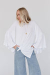 Bell Sleeve Baseball Tee - White: L