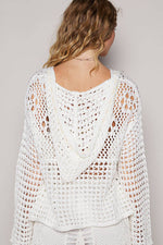 Long sleeve American flag hoodie top Beige