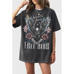 FREE BIRD AMERICA OVERSIZED MINERAL GRAPHIC TEE: Mineral Black / XL