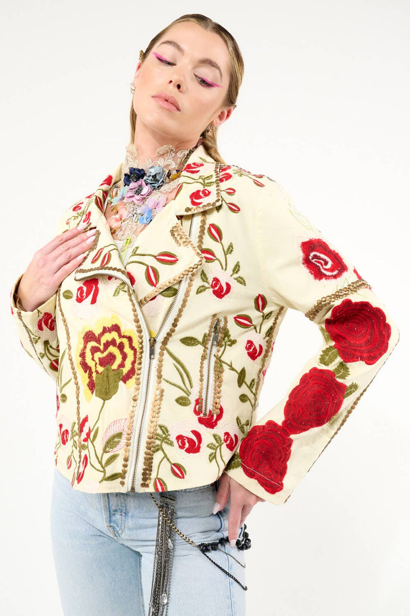 Aratta Carmen Embroidered Jacket: Ivory