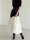 HIGH WAIST PATCHWORK PLEATED COLOR SKIRT: BLACKWHITE