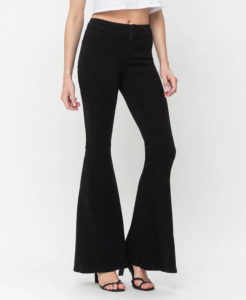 BLACK HIGH RISE SUPER FLARE JEANS LV1149: CLEVERLY / 26