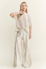Mineral Washed Lace Flare Hippie boho Pants HP6566: Natural / S-M-L/ 2-2-2
