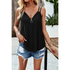 Half Zipper Deep V Neck Hollow Out Solid Top: BLACK / L