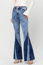 HIGH RISE CONTRAST PANEL SUPER FLARE JEANS F4920: FORESIGHT / 31