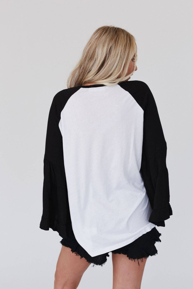 Bell Sleeve Baseball Tee - Black Sleeves