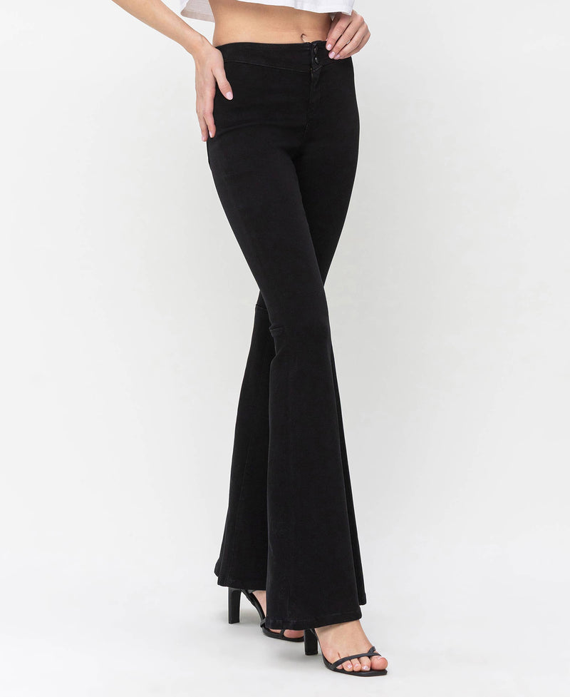 BLACK HIGH RISE SUPER FLARE JEANS LV1149: CLEVERLY / 29