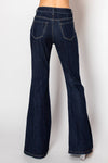 Flare leg stretch dark blue denim jeans