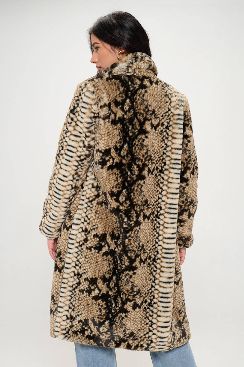 Print Faux Fur Coat: Leopard / S