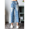 WASHED CROPPED DENIM JEANS: DENIM / S-M-L-XL(2-2-2-2)