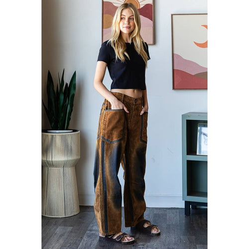 VINTAGE SUEDE VELVET PANTS: BROWN