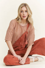 MineralWashed Lace summer blouse top HT6394 : Natural / S-M-L / 2-2-2