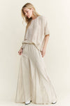 MineralWashed Lace summer blouse top HT6394 : Natural / S-M-L / 2-2-2