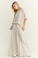 MineralWashed Lace summer blouse top HT6394 : Natural / S-M-L / 2-2-2